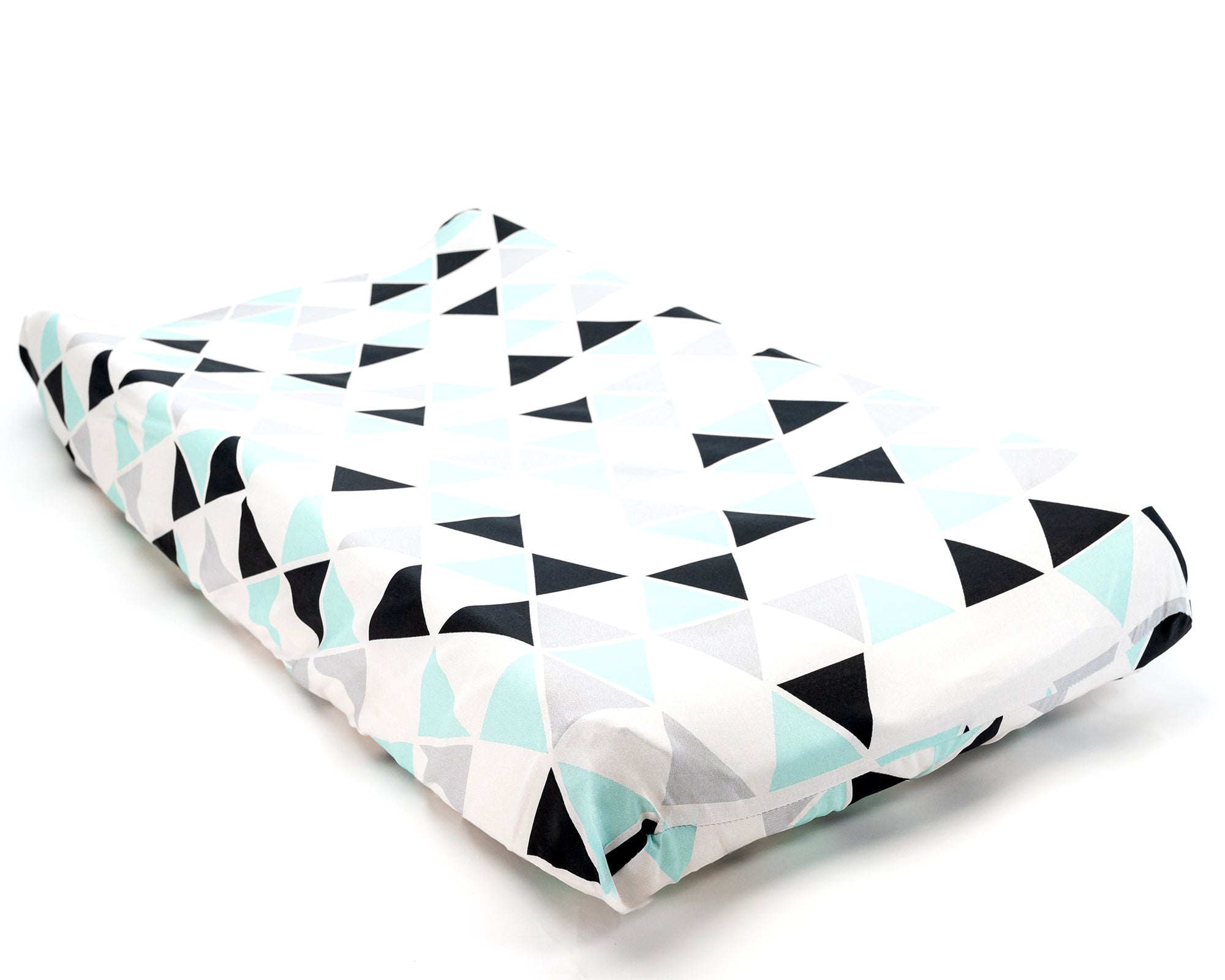 Minty Origami - Mint + Monochrome Triangle Changing Pad Cover